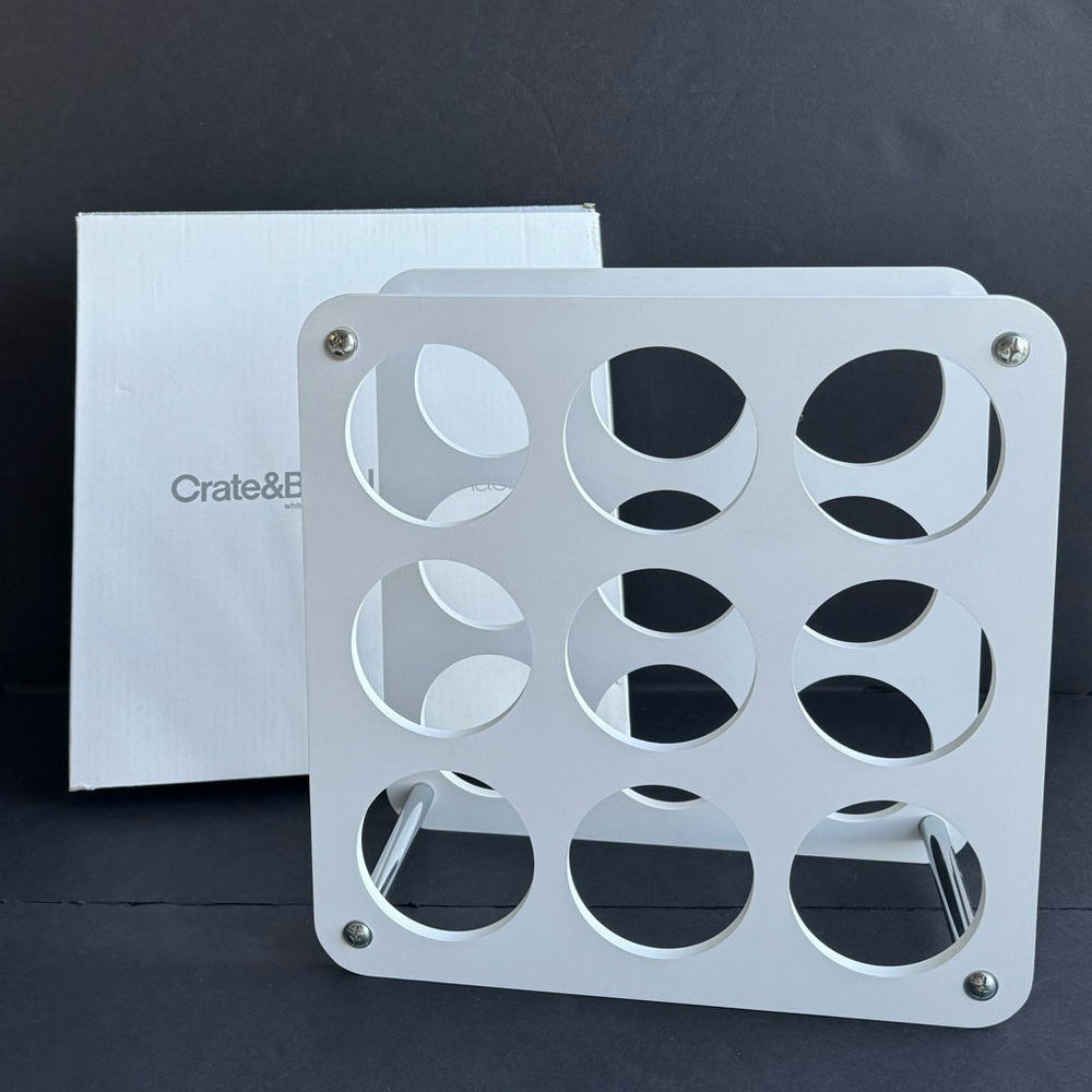 NEW Crate & Barrel White Mod Cellar 9-Bottle Wine Rack